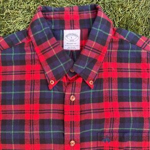 Brooks Brothers Men’s Regent Fit Cotton Flannel Button Down Shirt Tartan Plaid L